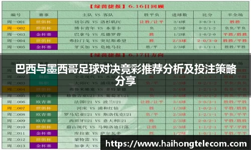 巴西与墨西哥足球对决竞彩推荐分析及投注策略分享